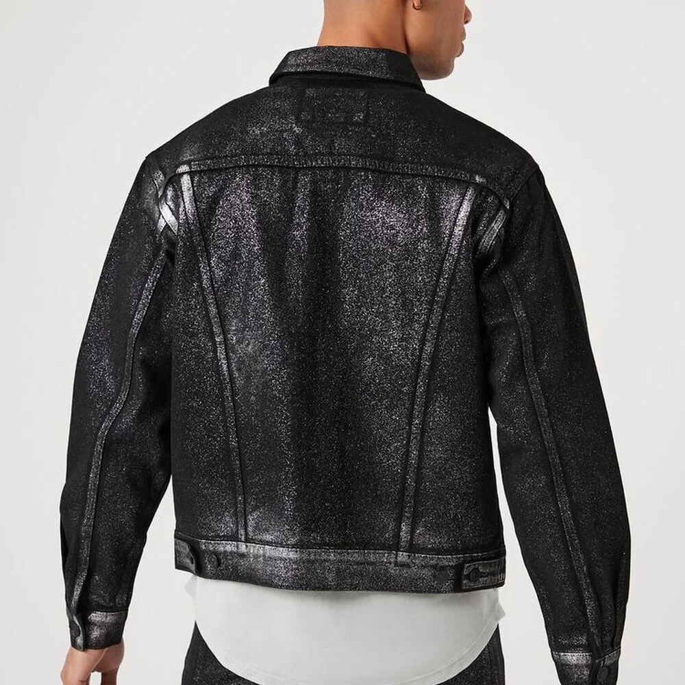 Forever 21 Metallic Black Denim Jacket XL